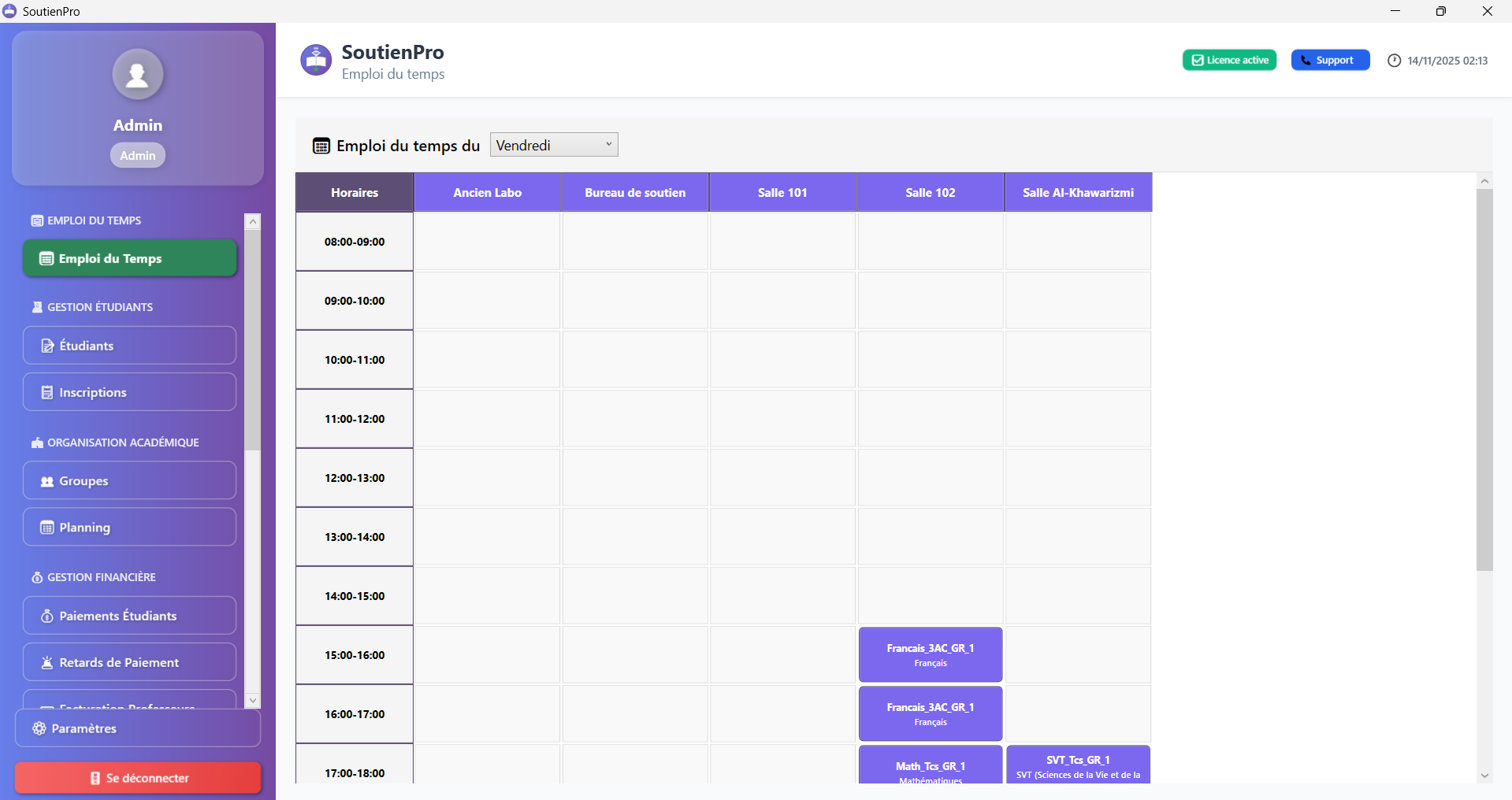 SoutienPro Interface